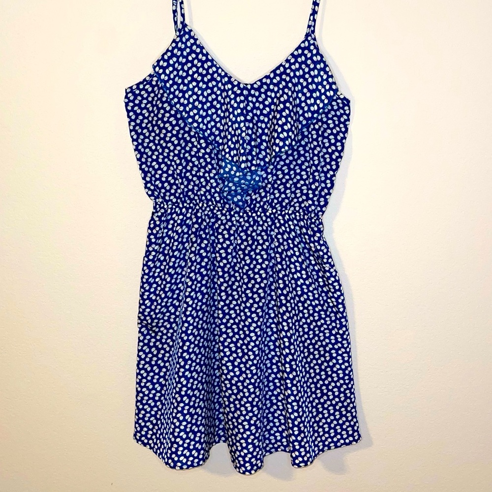 ALTAR'D STATE BLUE & WHITE DRESS WITH POCKETS SIZE SMALL